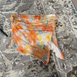 SHEIN Orange and Yellow Floral Strapless Top and Skirt Set